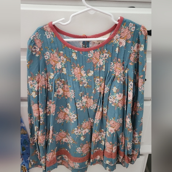 Matilda Jane Afina Girls' Top blue floral Size 10 - Picture 1 of 7